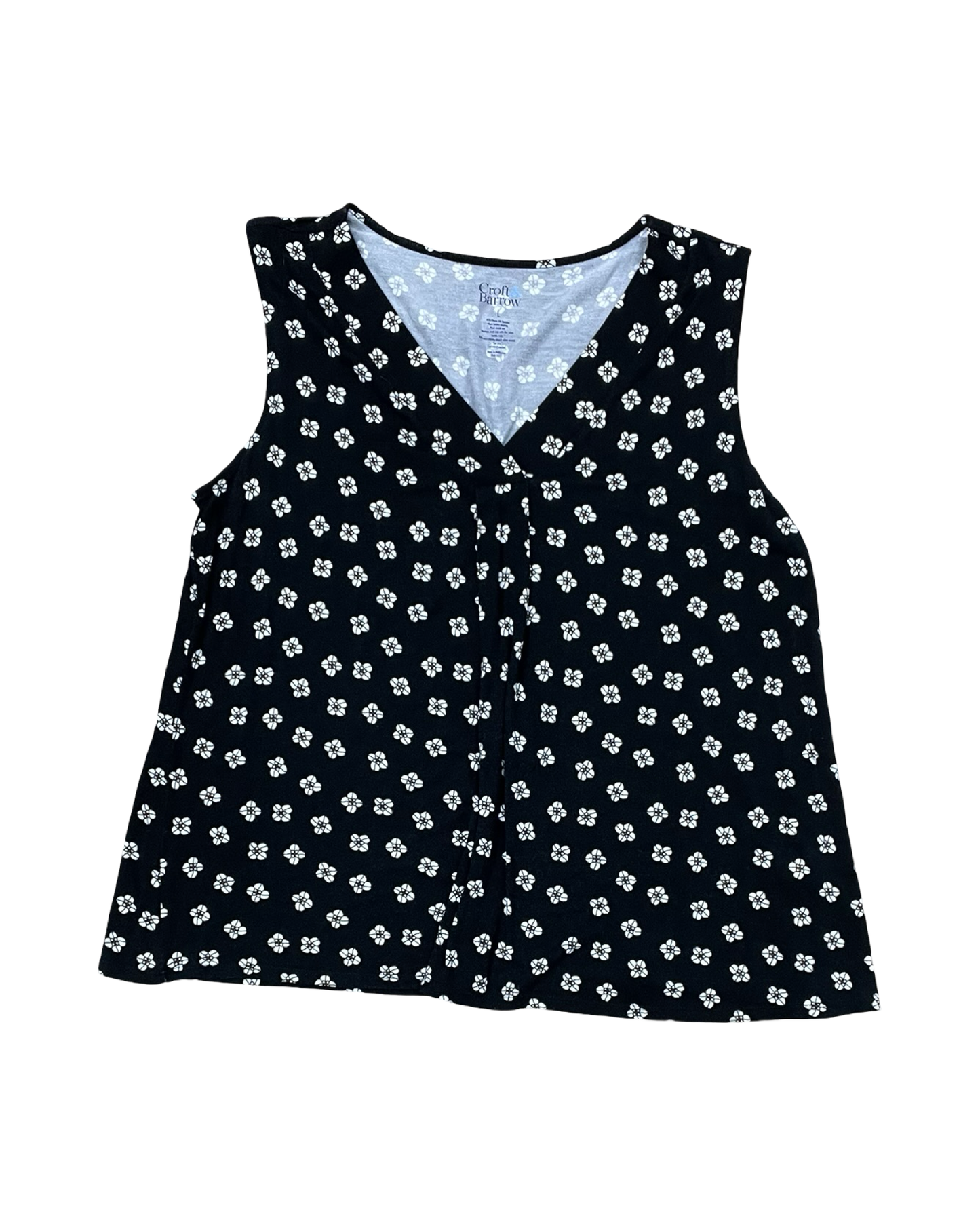 Top Sleeveless By Croft And Barrow In Black & White, Size:L