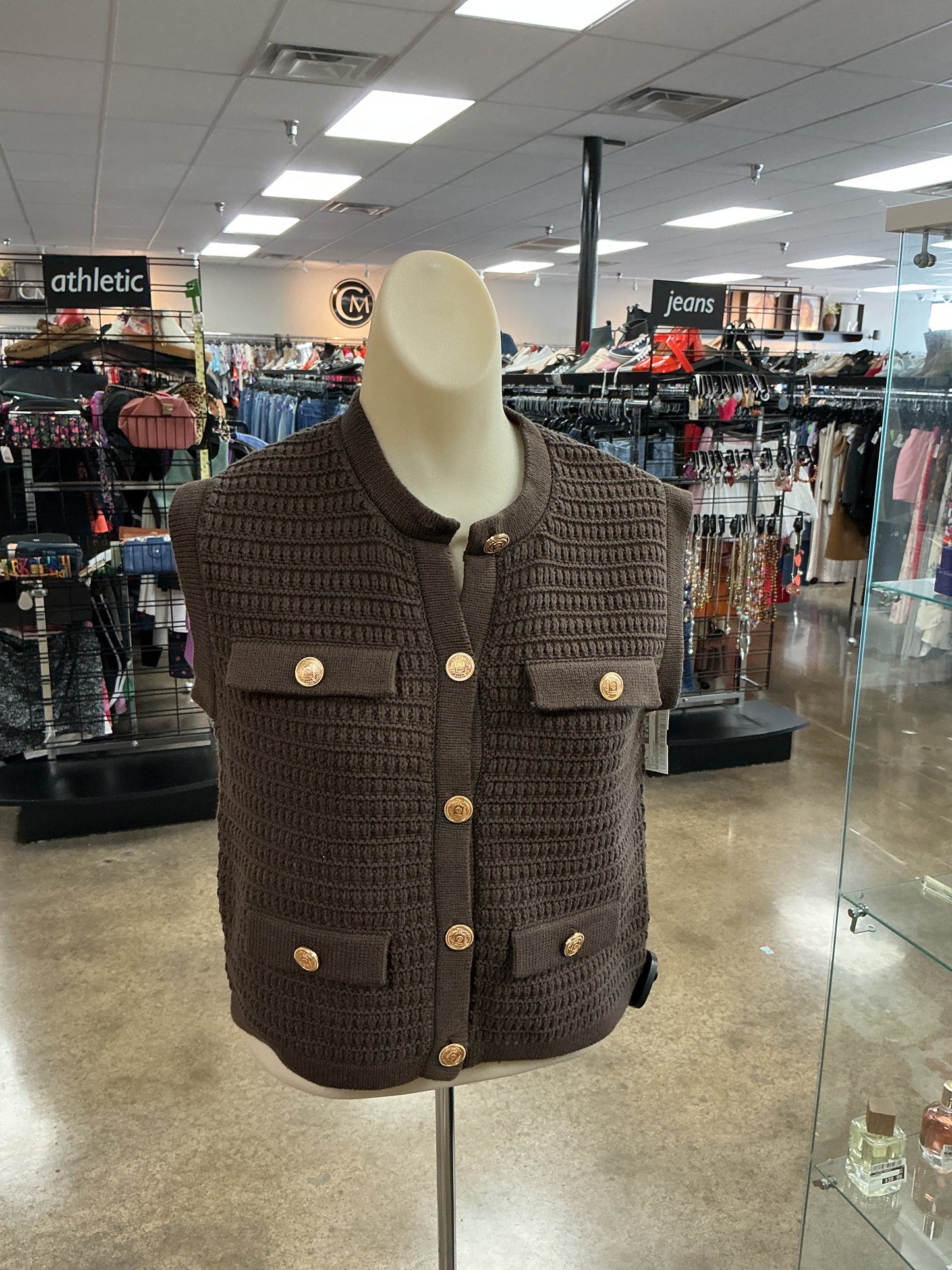 Vest Sweater By Olivaceous In Brown, Size:S