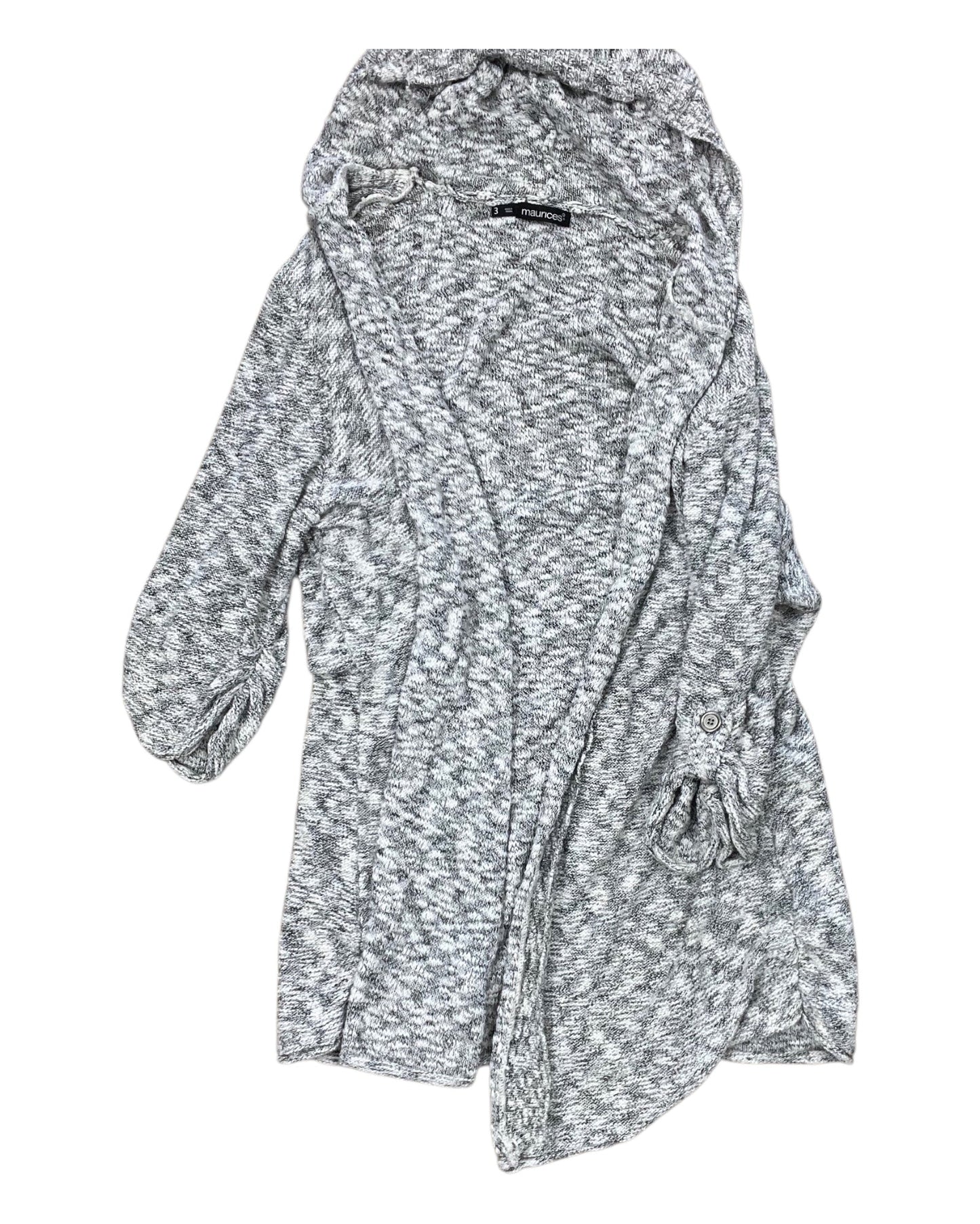 Sweater Cardigan By Maurices In Grey & White, Size:3X
