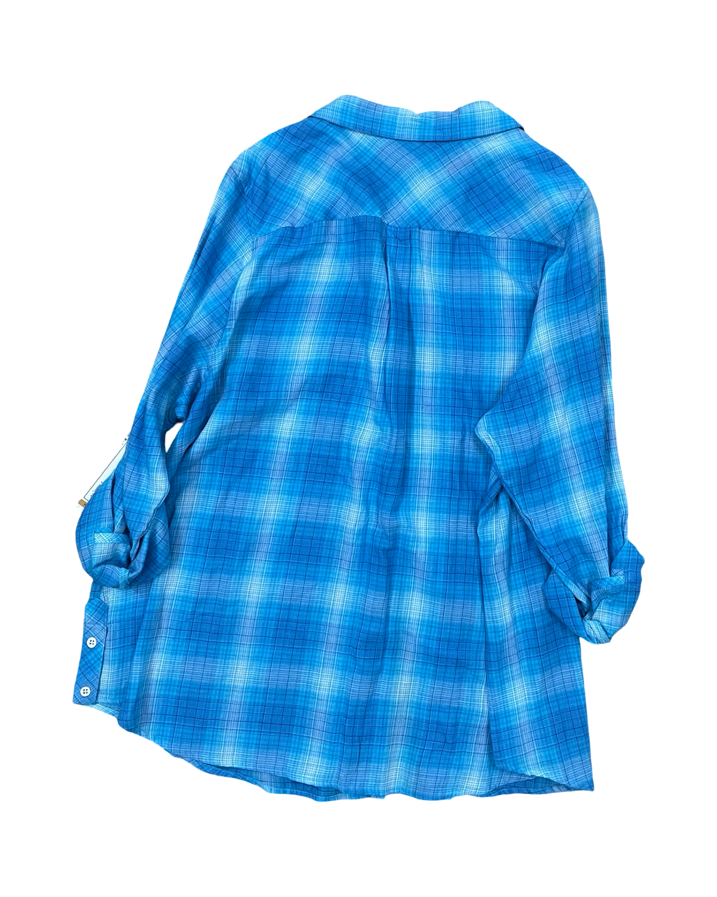 Blouse Ls By Relativity In Blue, Size:3X