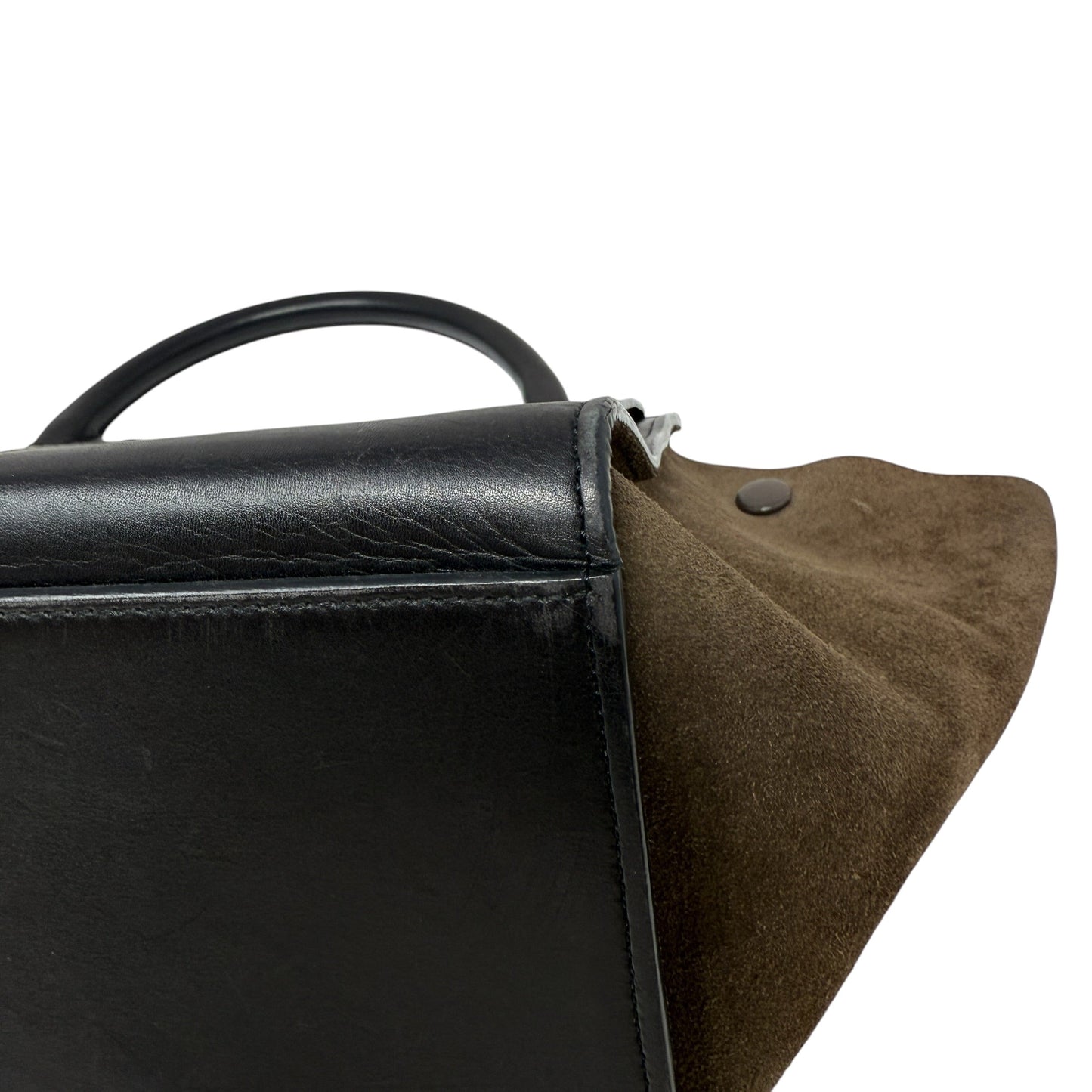 Python & Brown Suede Trapeze Bag Luxury Designer Label By Celine, Size: Large