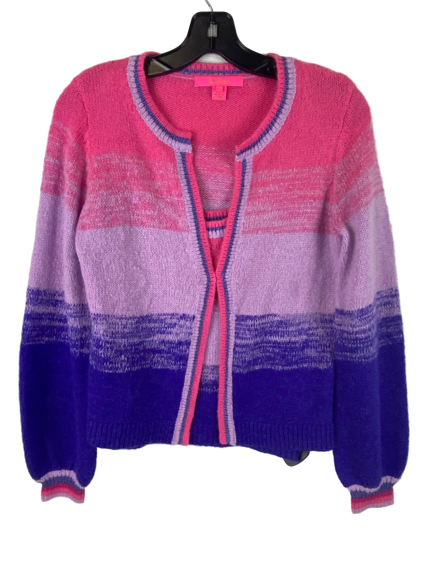 Sweater Cardigan Designer By Lilly Pulitzer In Pink & Purple, Size: Xs