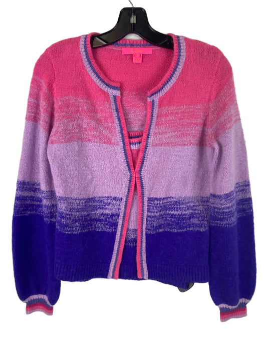 Sweater Cardigan Designer By Lilly Pulitzer In Pink & Purple, Size: Xs