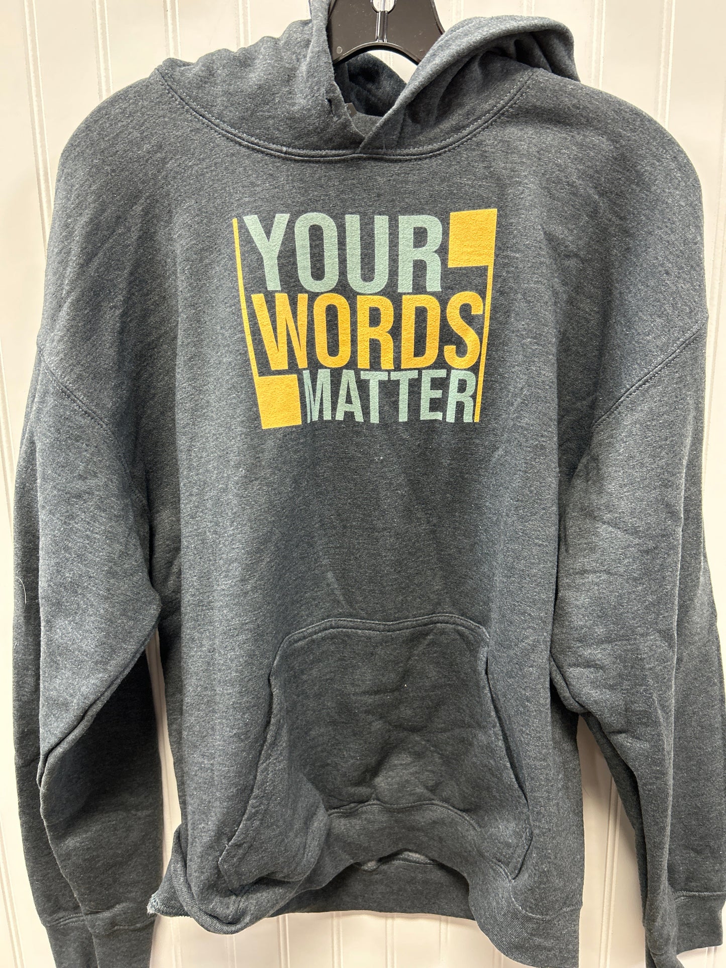 Sweatshirt Hoodie By Gildan In Grey, Size:L