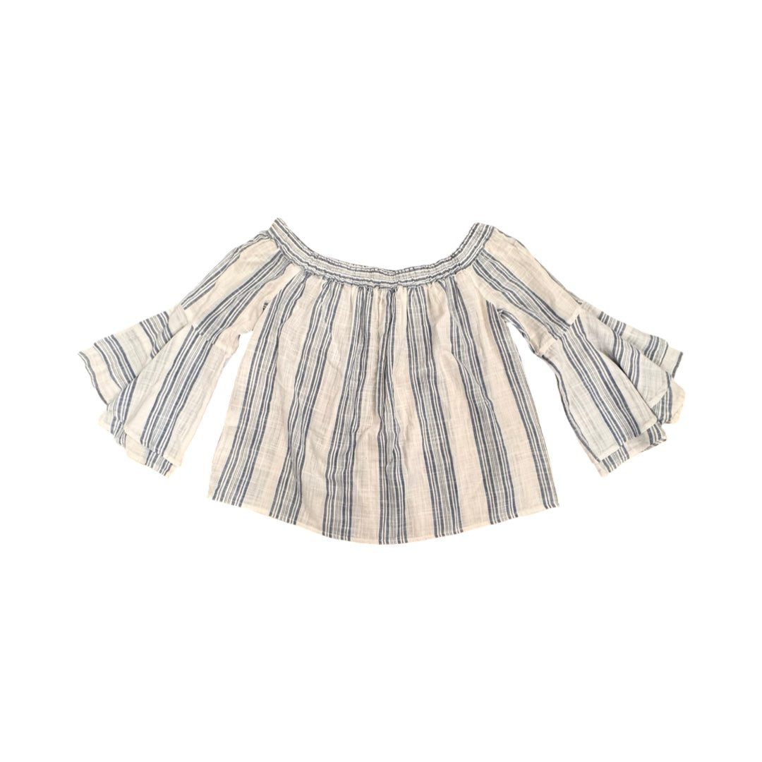 Top 3/4 Sleeve By Lucky Brand In Blue & White, Size:S