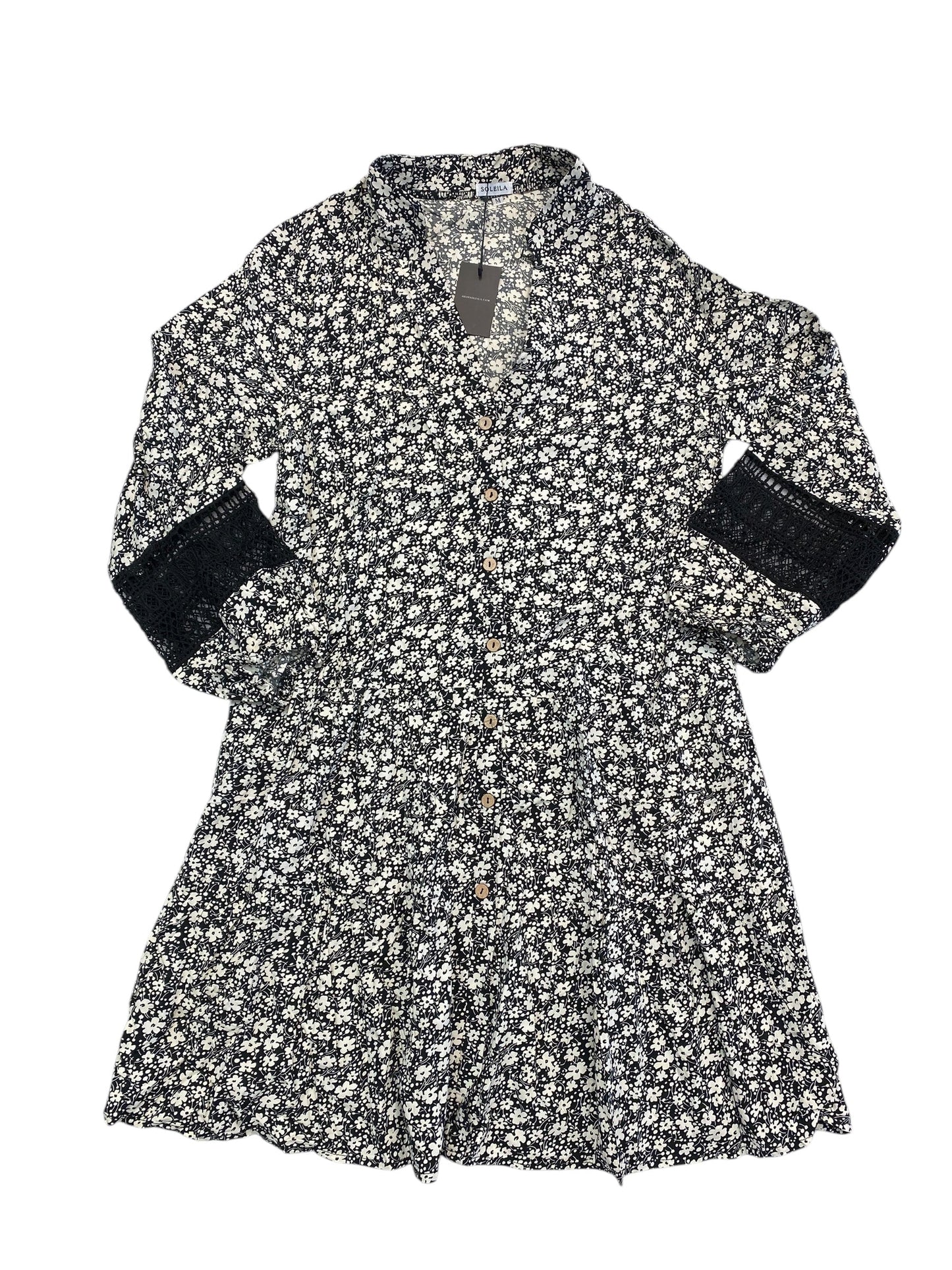 Dress Casual Midi By Cmc In Black & White, Size:M