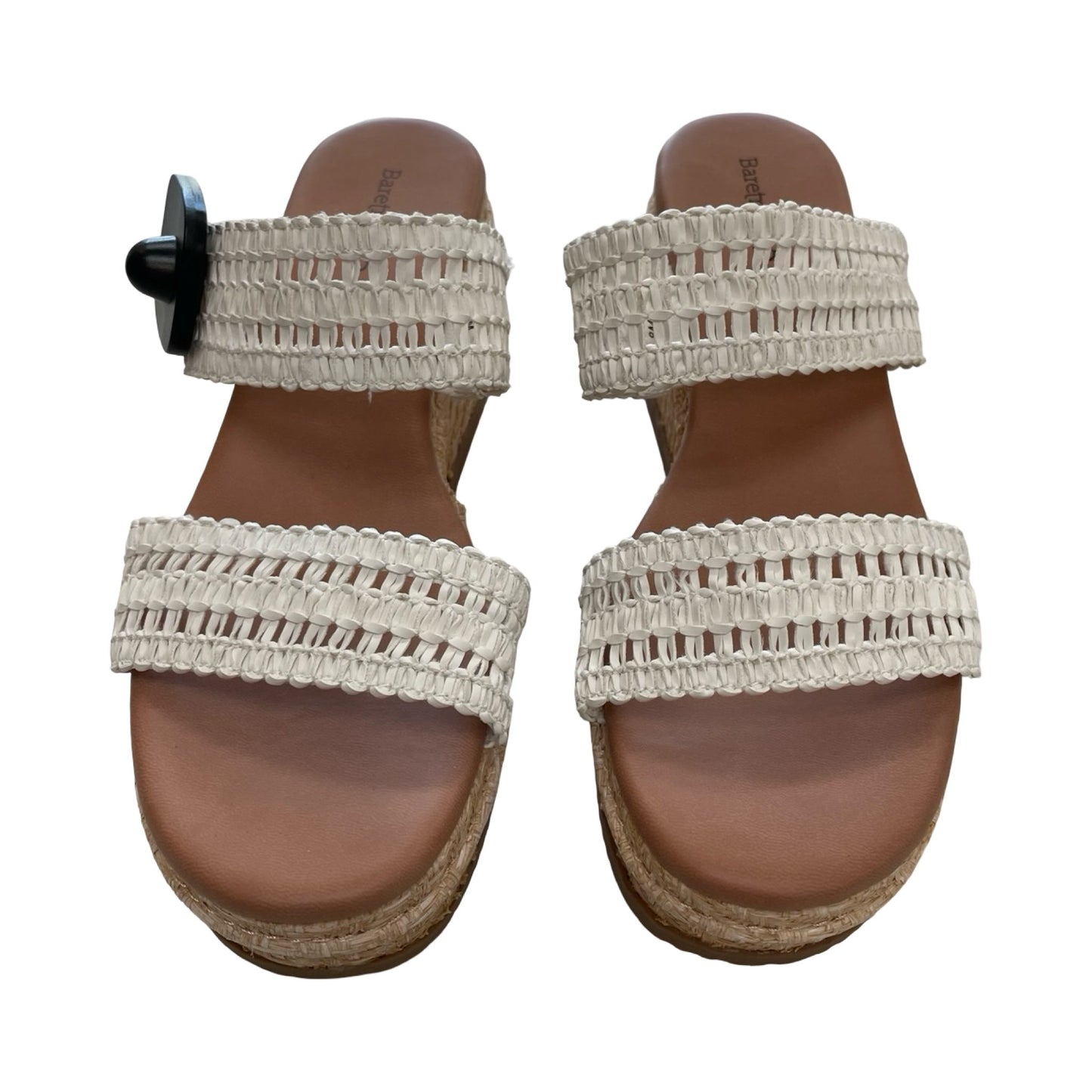 Sandals Heels Block By Bare Traps In Tan & White, Size:8