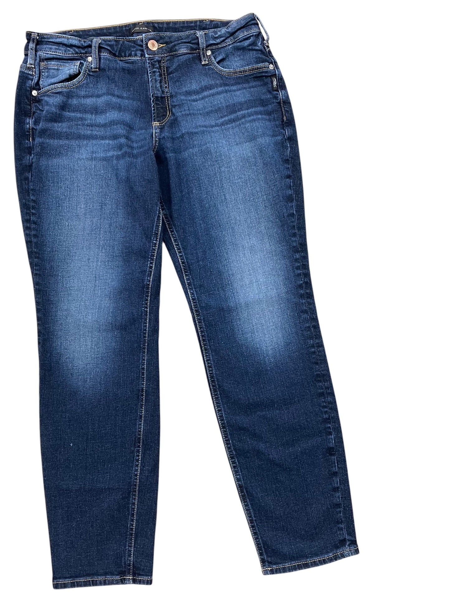 Jeans Boyfriend By Silver In Blue Denim, Size:14
