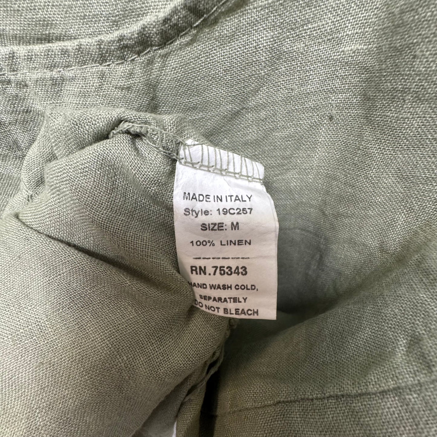 Linen Top Short Sleeve By  francesca bettini In Green, Size: M