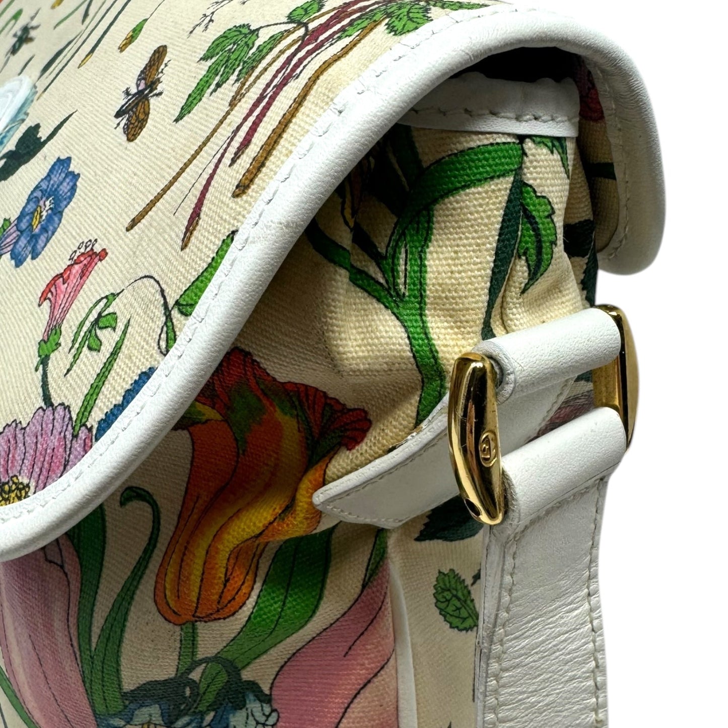 Vintage Joliecoeur Floral Canvas Crossbody Handbag Luxury Designer By Gucci, Size: Medium