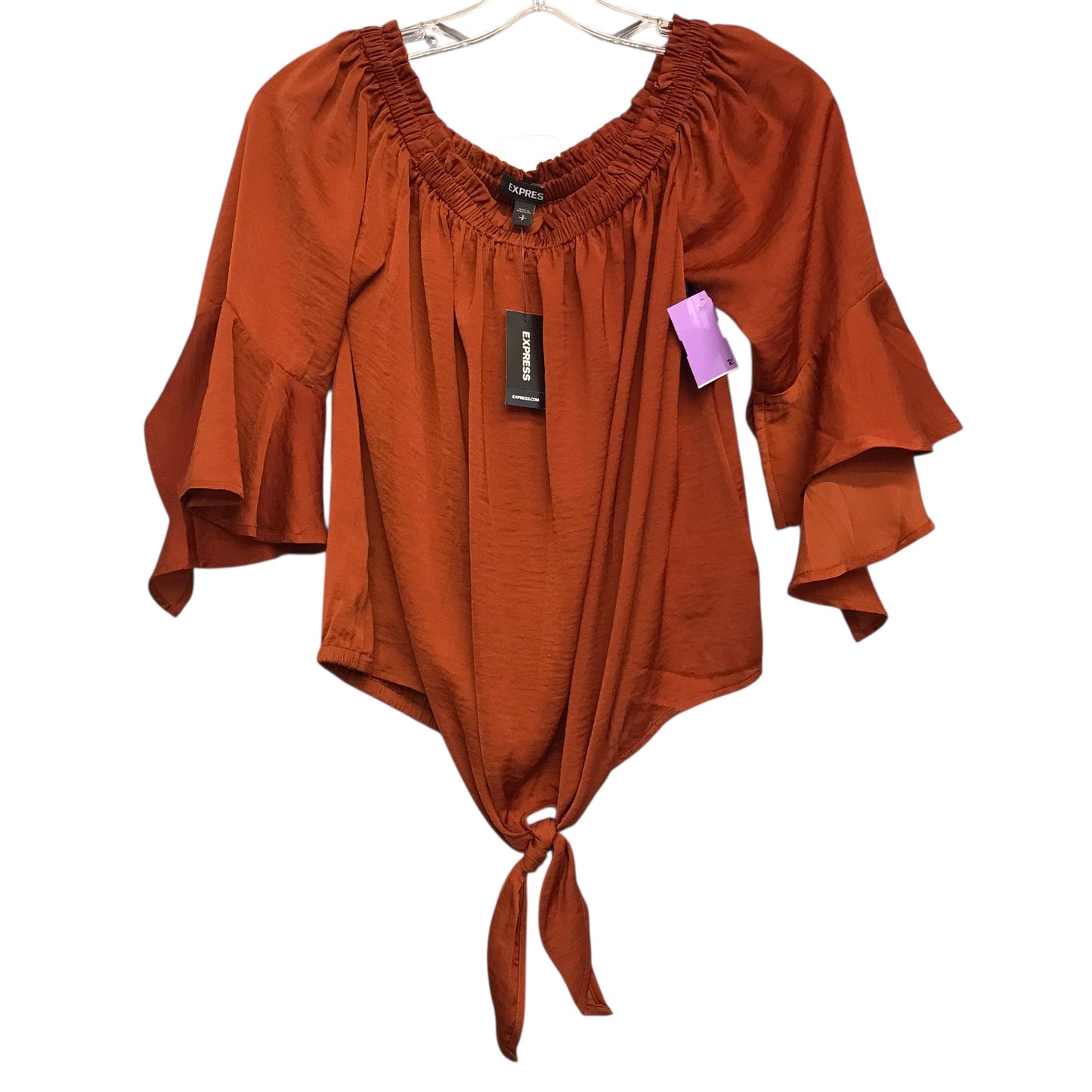 Top 3/4 Sleeve By Express In Orange, Size:S