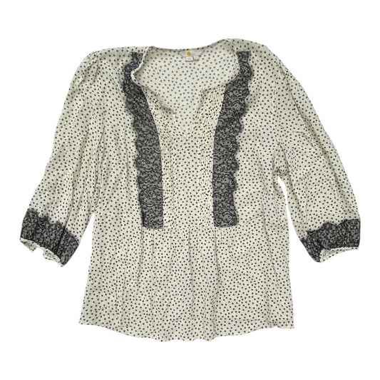 Top 3/4 Sleeve By Boden In Black & Cream, Size:L