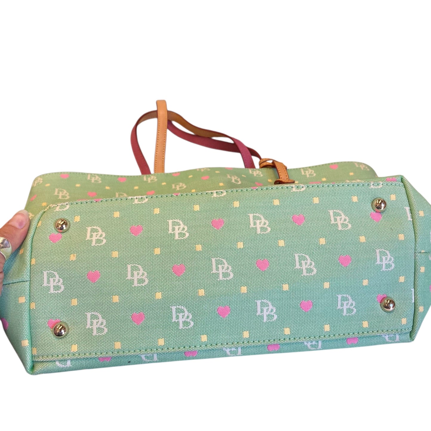 Handbag Designer By Dooney And Bourke In Green & Pink, Size:Large