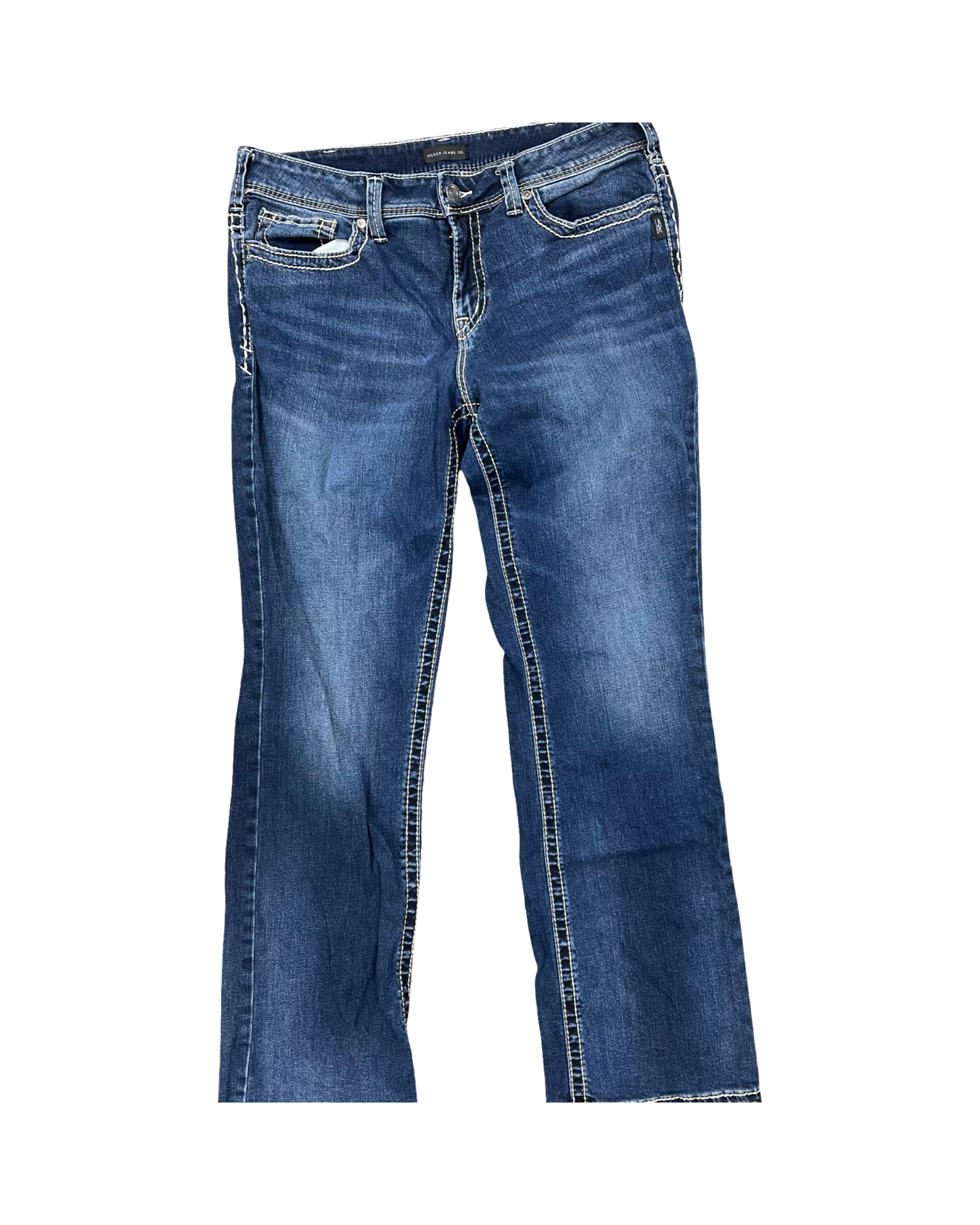 Jeans Boot Cut By Silver In Blue Denim, Size:16