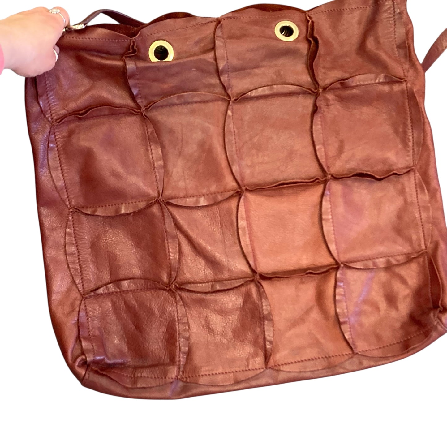 Handbag Leather By Pulicati In Brown, Size:Large