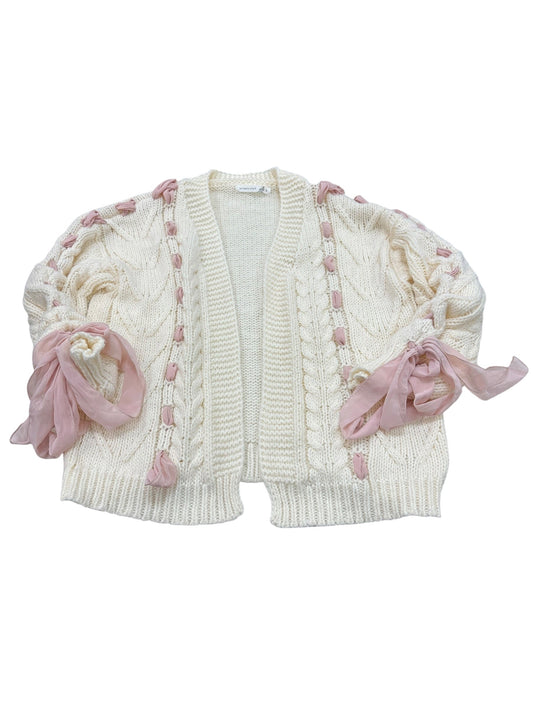 Sweater Cardigan By Altard State In Cream & Pink, Size:S