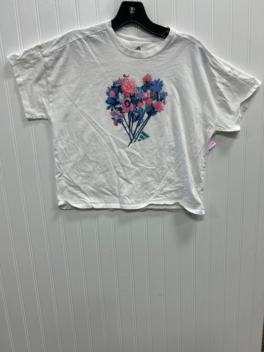 Athletic Top Ss By Adidas In White, Size:L