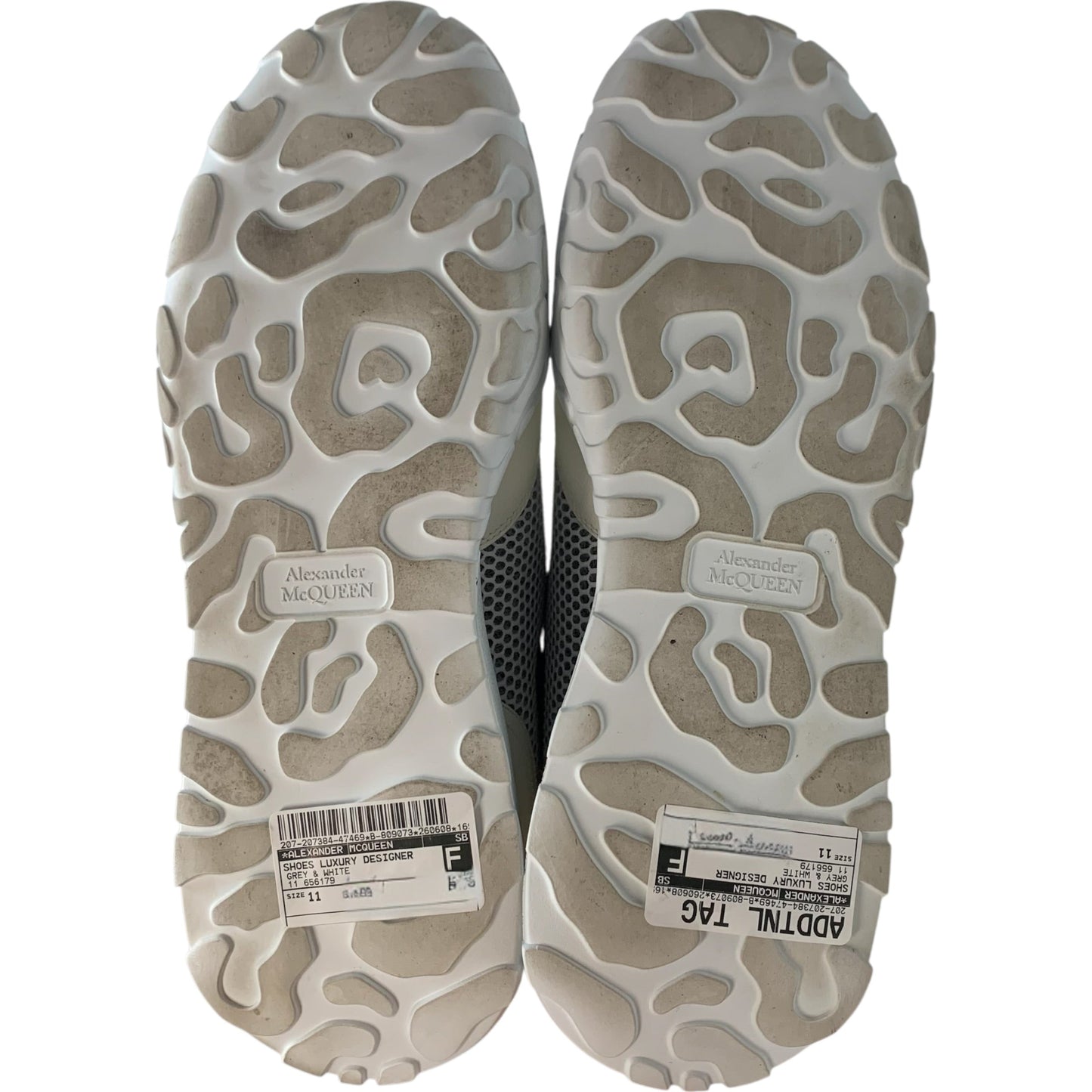 Shoes Luxury Designer By Alexander Mcqueen In Grey & White, Size: 11