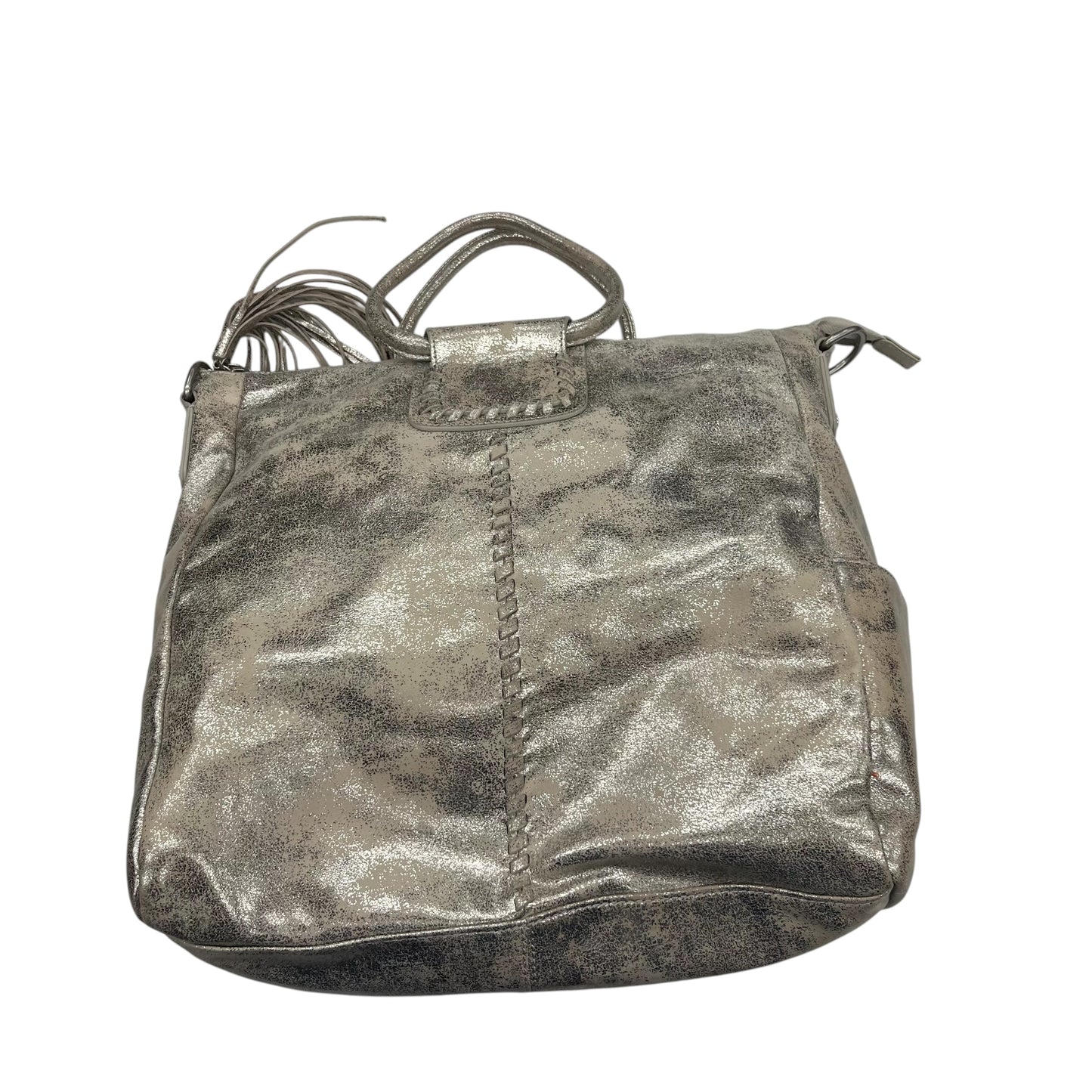 Handbag Leather By Hobo Intl In Cream & Silver, Size:Large