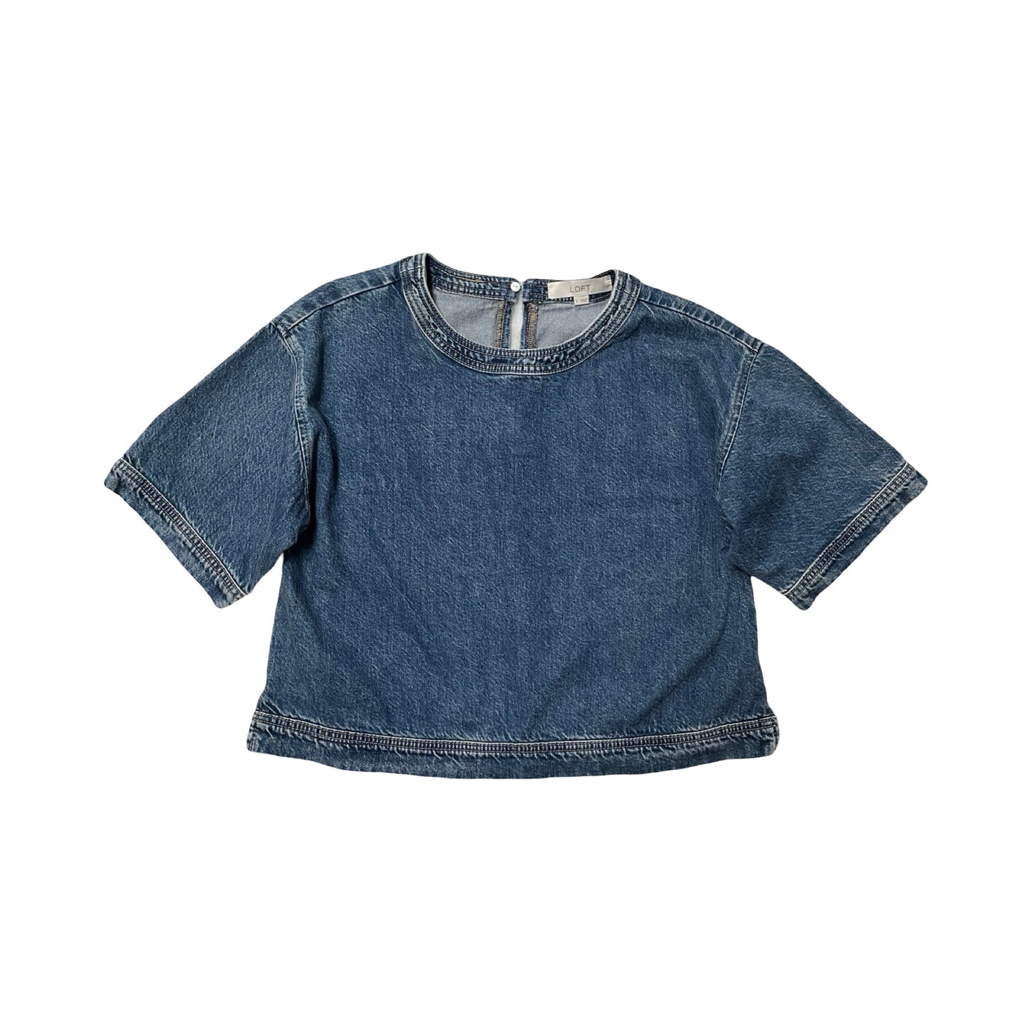 Top Ss By Loft In Blue Denim, Size:Xs