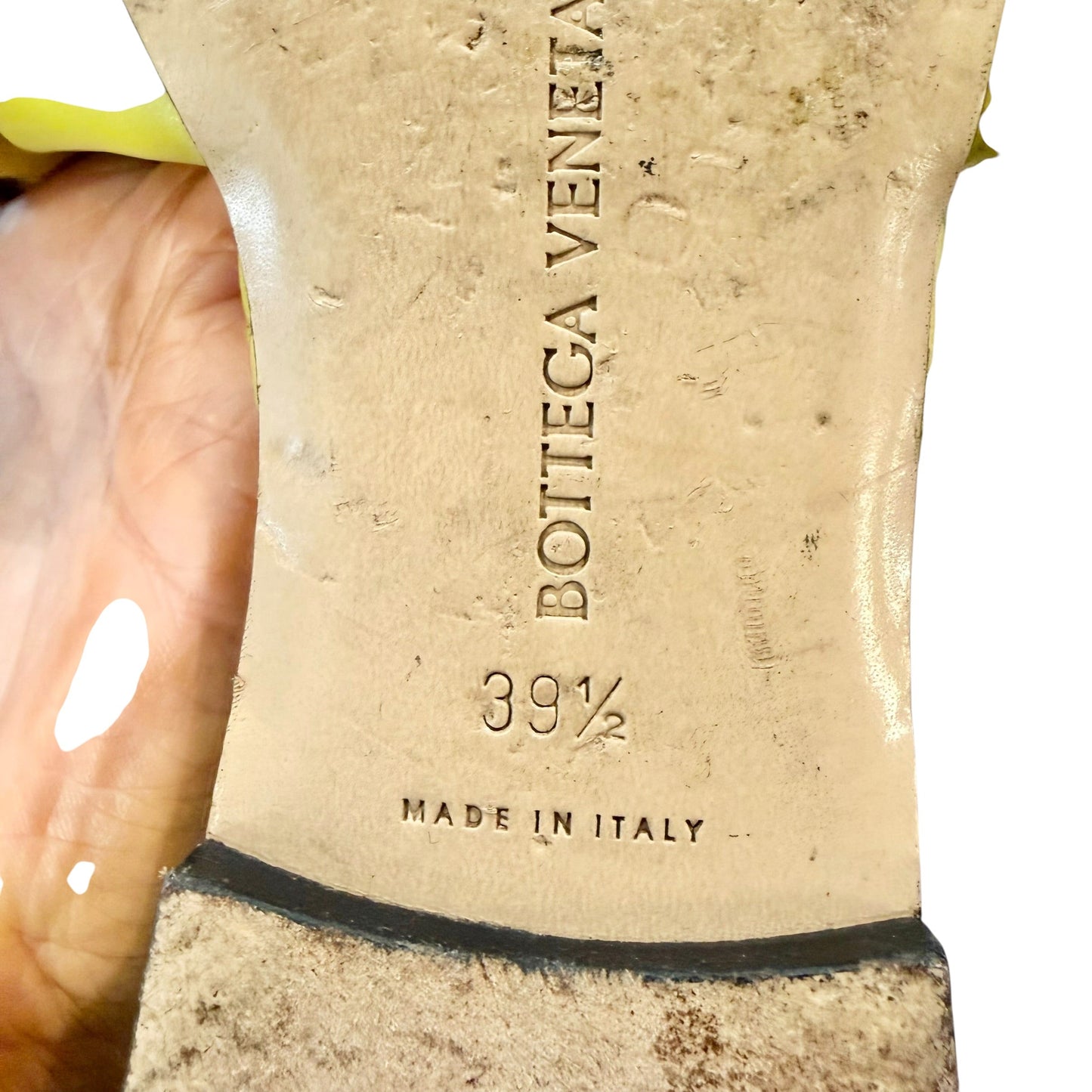 Sandals Luxury Designer By Bottega Veneta In Green, Size: 9