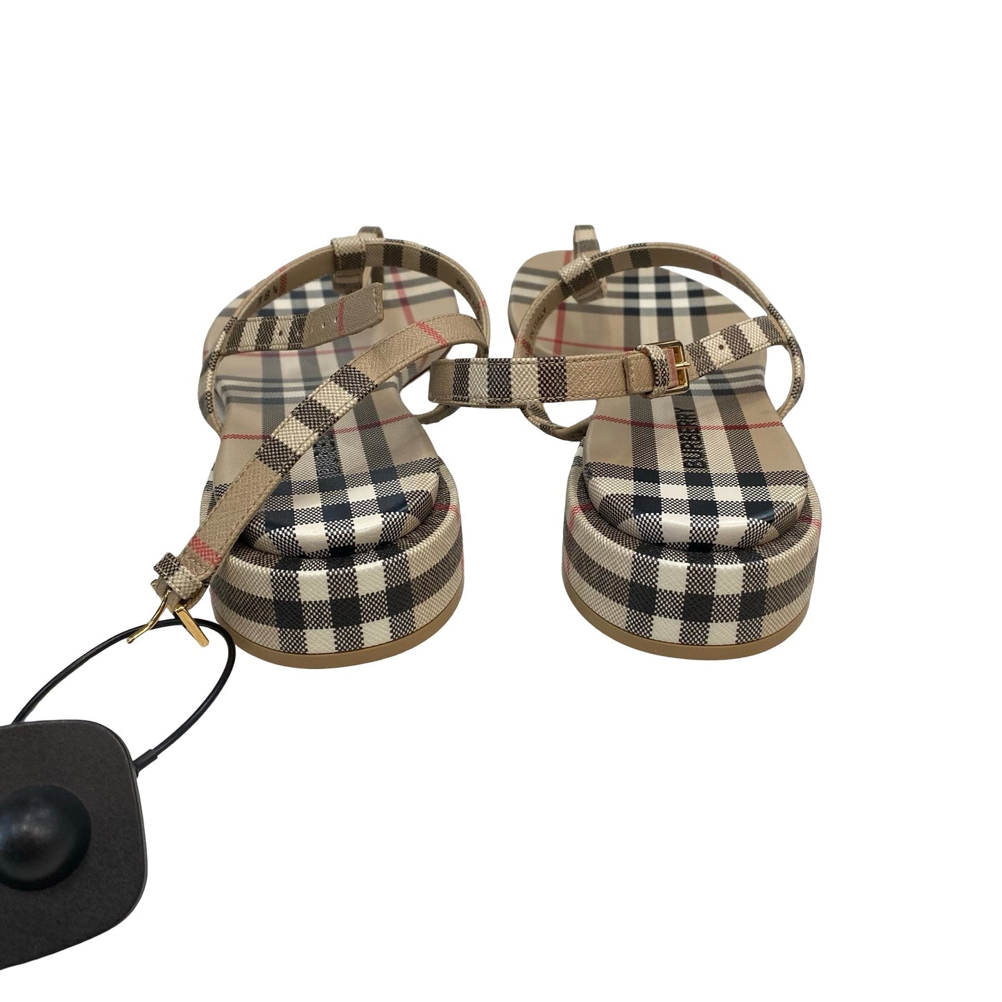 Sandals Luxury Designer By Burberry In Plaid Pattern, Size:8