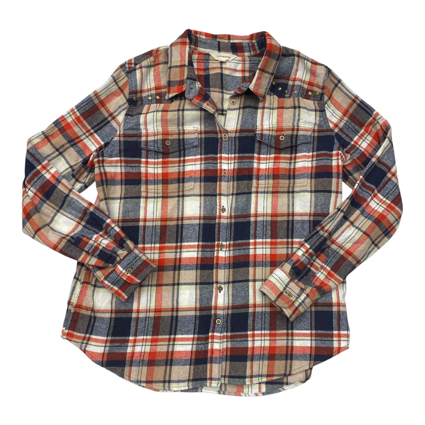 Top Ls By Lucky Brand In Plaid Pattern, Size:M