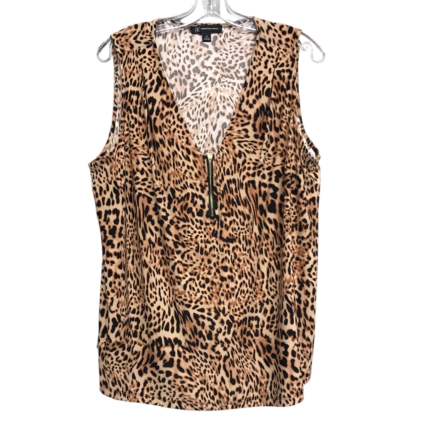 Top Sleeveless By Inc In Animal Print, Size:1X