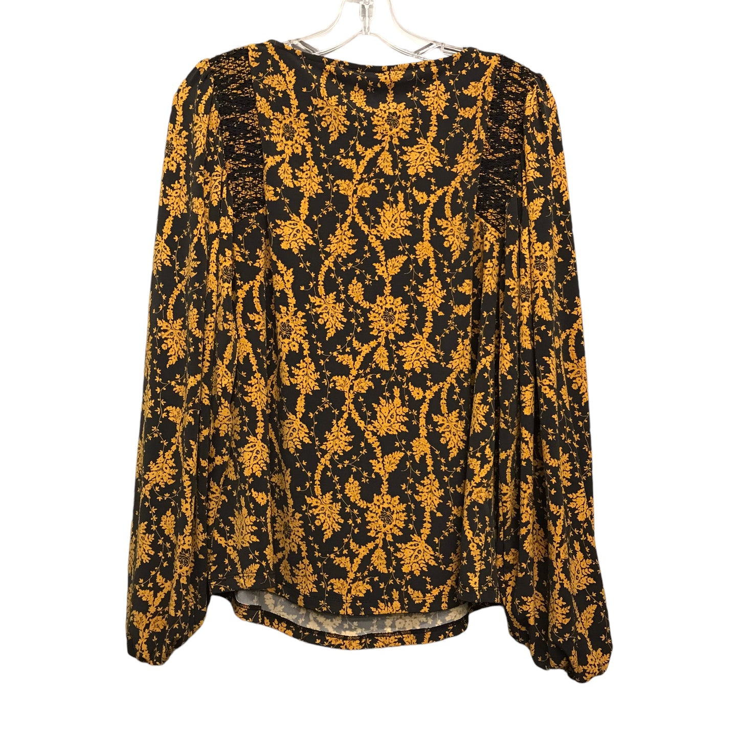 Top 3/4 Sleeve By Ann Taylor In Black & Yellow, Size:M