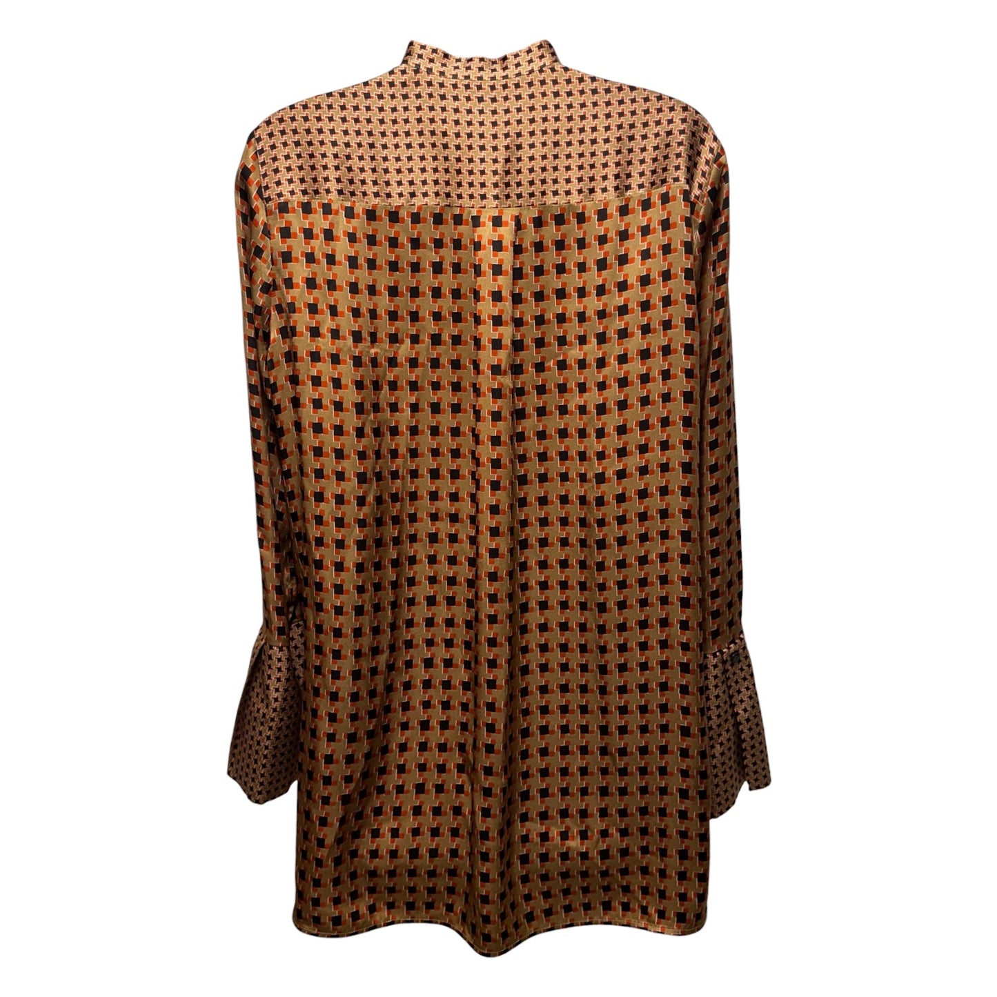 Desra Highgate Houndstooth Herringbone Silk Tunic Designer By Lafayette 148 In Geometric Pattern, Size: S