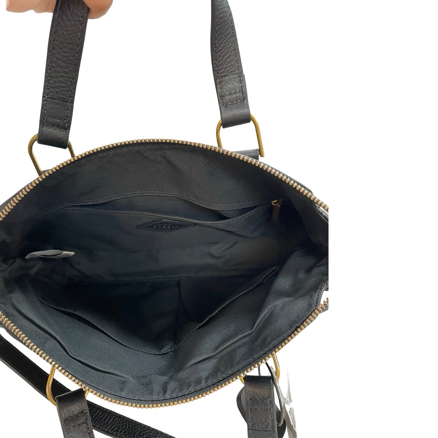 Handbag Leather By Fossil In Black, Size:Medium