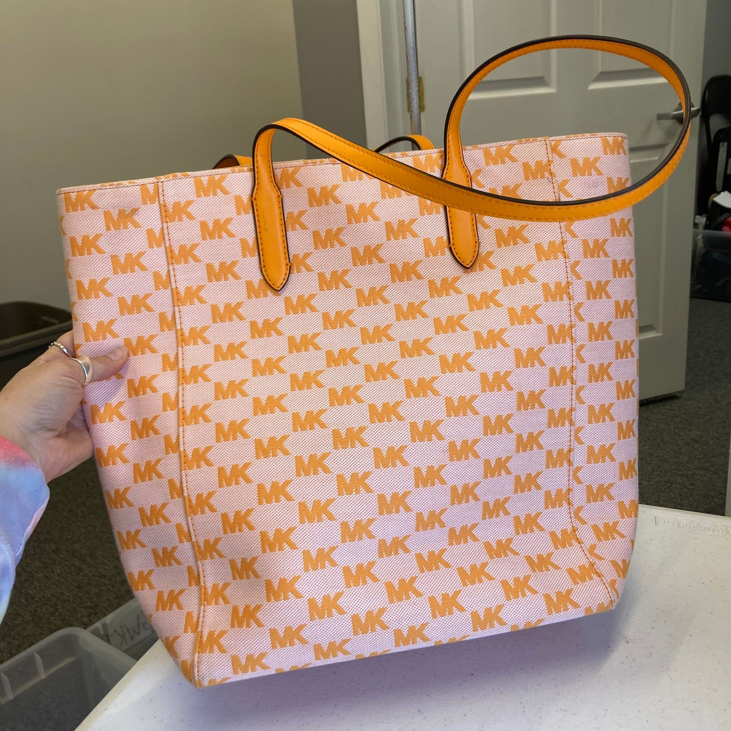 Tote Designer By Michael Kors In Orange, Size:Large