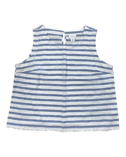 Top Sleeveless By Liz Claiborne In Blue & White, Size:Xl