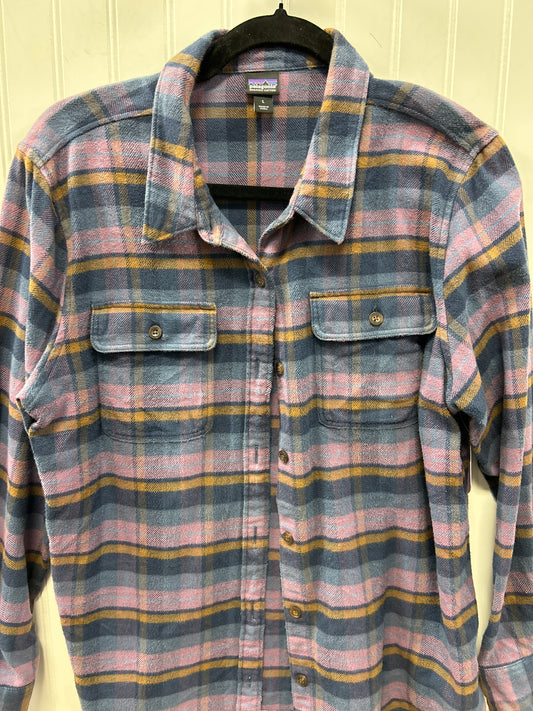 Jacket Shirt By Patagonia In Purple, Size:L