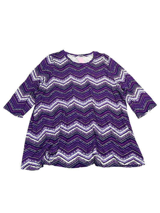 Top 3/4 Sleeve By Jessica London In Purple, Size:3X