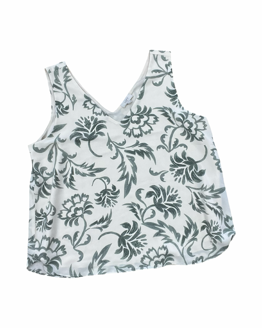 Top Sleeveless By Loft In Cream & Green, Size:1X