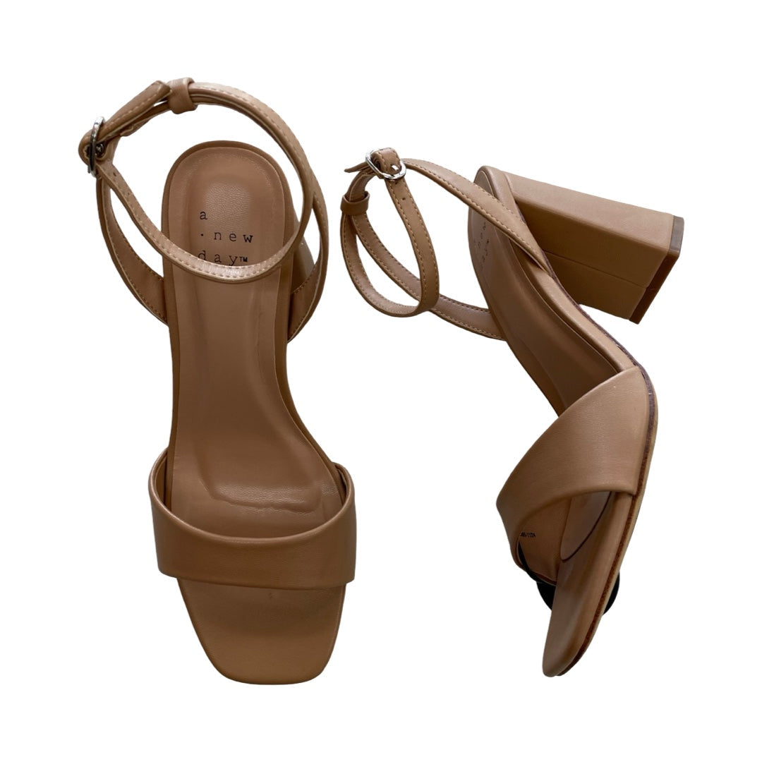 Sandals Heels Block By A New Day In Tan, Size:6.5