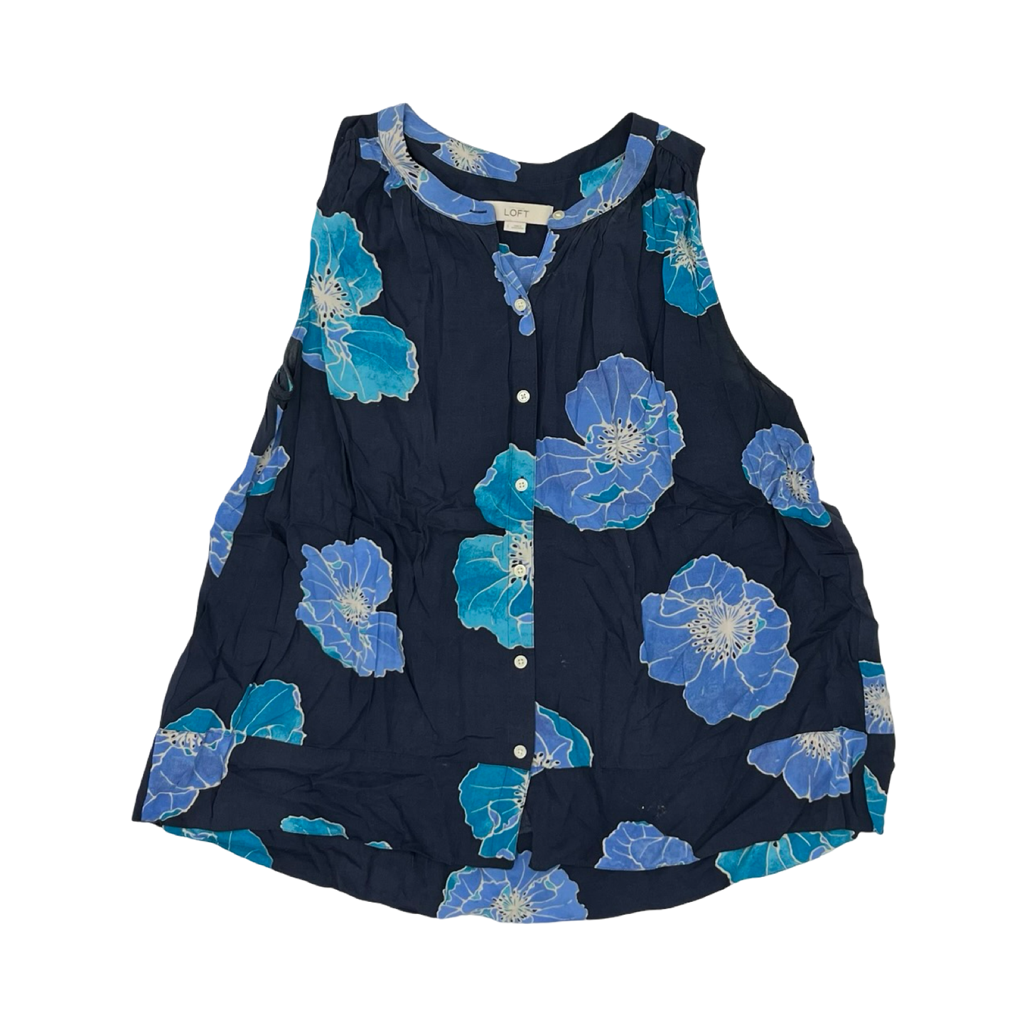 Blouse Sleeveless By Loft In Blue, Size:L