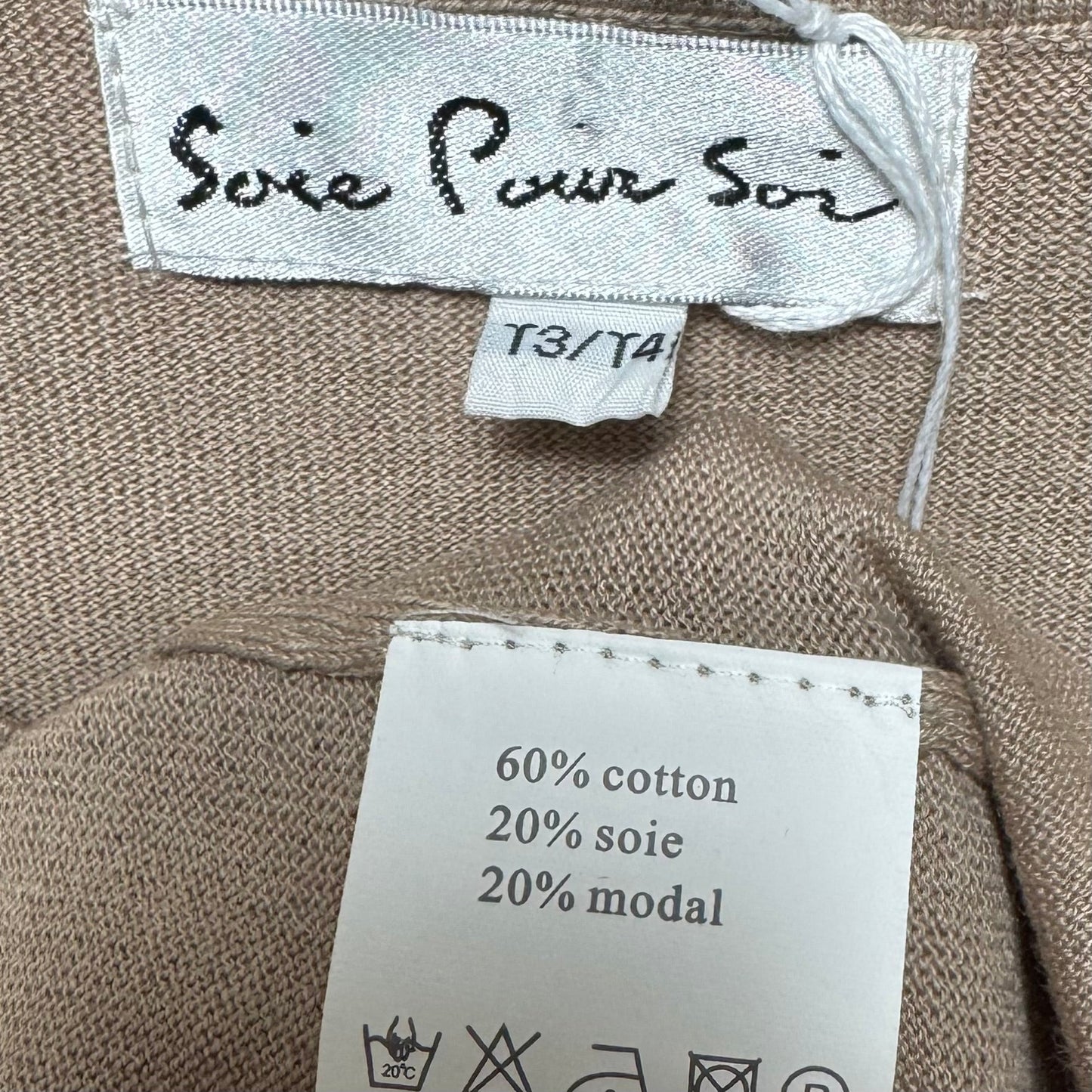 Silk Blend Rhinestone Collar Sweater By Soie Pour Soi In Tan, Size: M