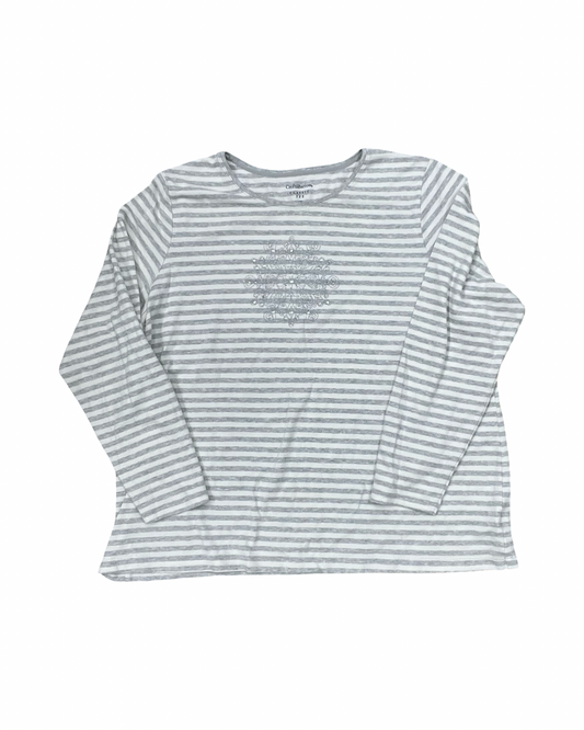 Top Ls By Croft And Barrow In Grey & White, Size:1X