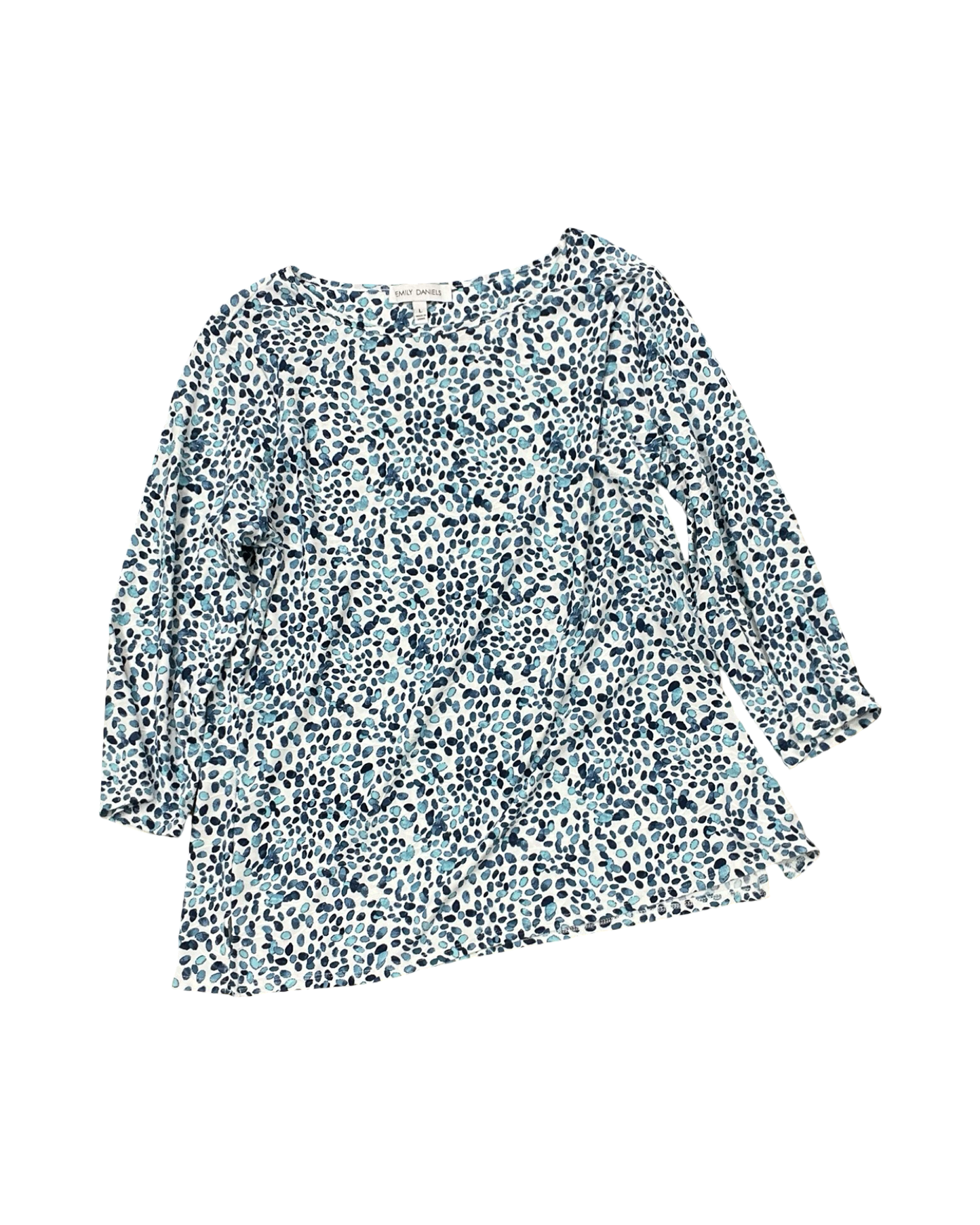 Top 3/4 Sleeve By Emily Daniels In Blue & White, Size:L