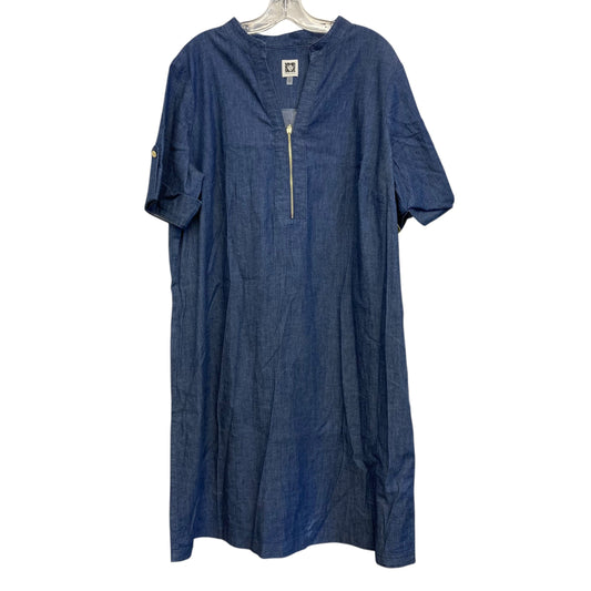 Dress Casual Midi By Anne Klein In Blue Denim, Size:1X