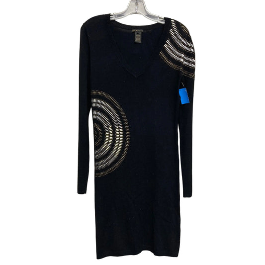 Dress Casual Midi By YU.K. In Black & Silver, Size:L