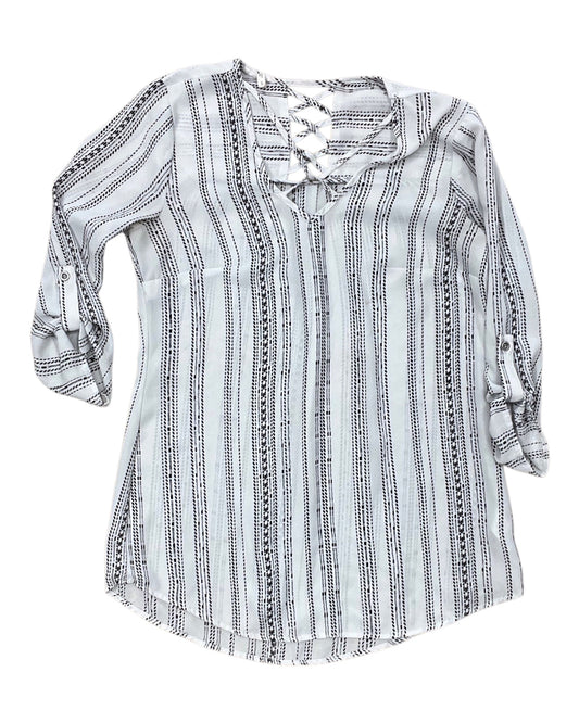 Top 3/4 Sleeve By Maurices In Black & White, Size:L