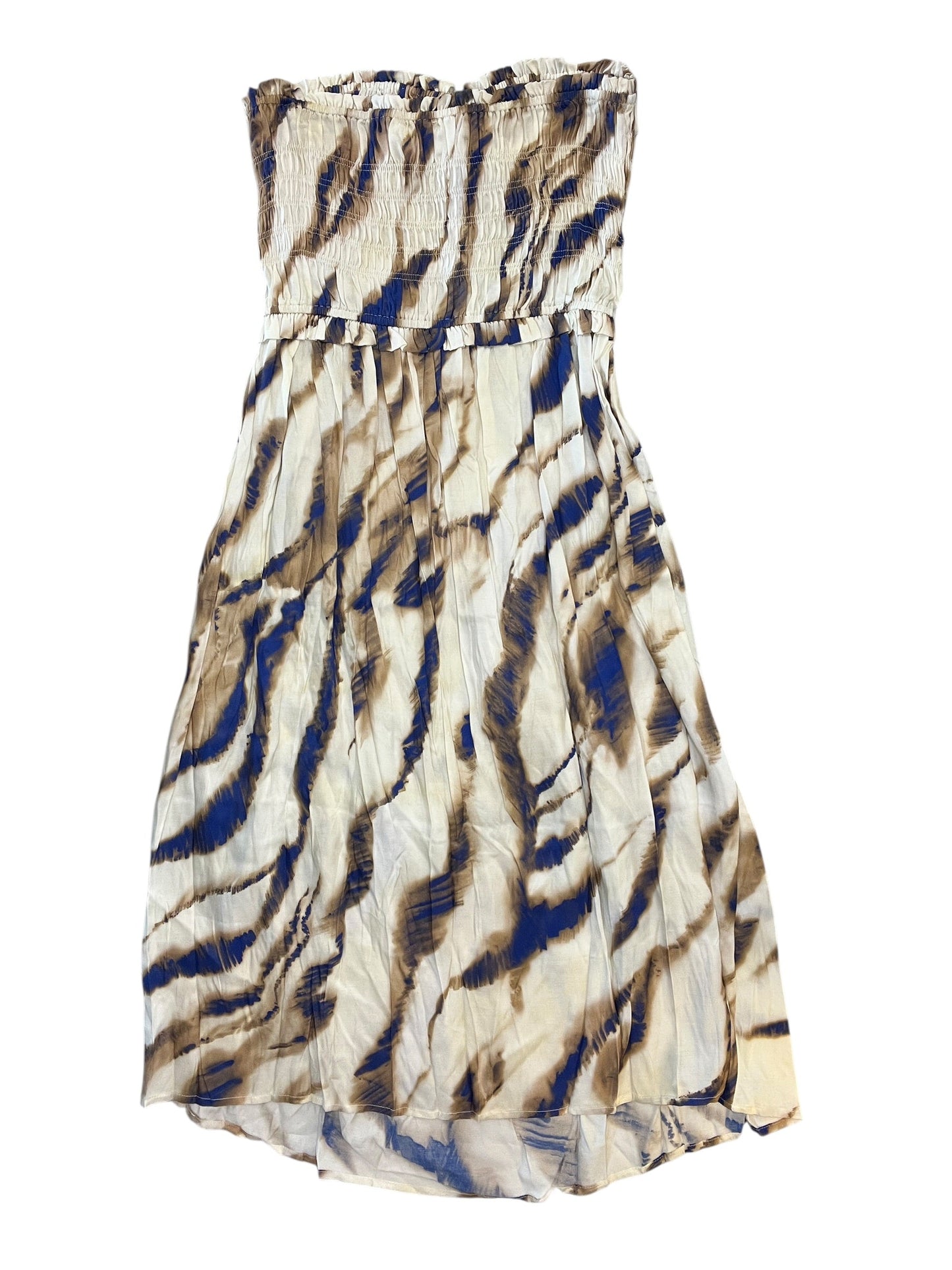 Dress Casual Midi By Self Contrast In Blue & Tan, Size:L