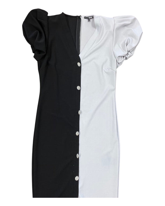 Dress Party Long By Fashion Nova In Black & White, Size:1X