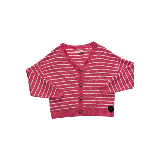 Sweater Cardigan By Loft In Pink & White, Size:L