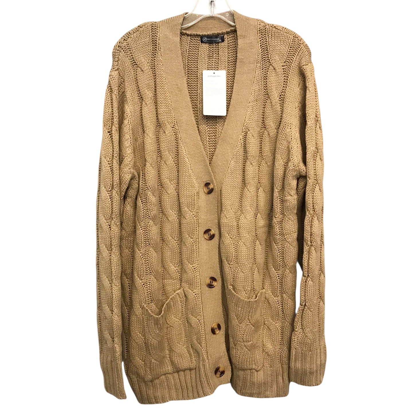 Sweater Cardigan By Prettygarden In Tan, Size:Xl