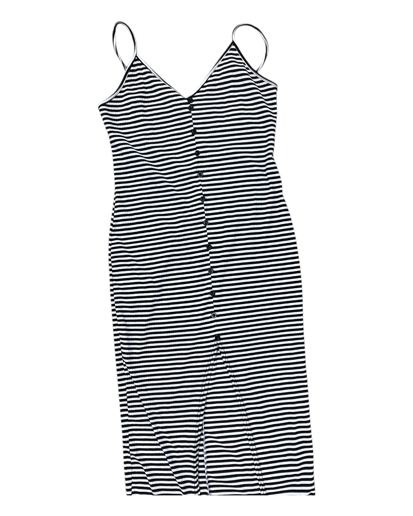 Dress Casual Midi By Goodnight Macaroon In Black & White, Size:M