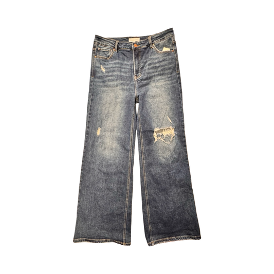 Jeans Wide Leg By Risen In Blue Denim, Size:14